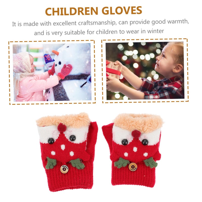 Winter Plush Mittens For Kids Warm Thickened Fleece Gloves Boys Girls - Image 5