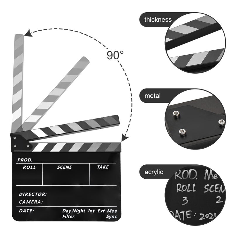 Acrylic Clapperboard Film Clapboard Movie Director's Slate Cut Action Scene Clapper Board Film Slate Dry Erase - Image 5