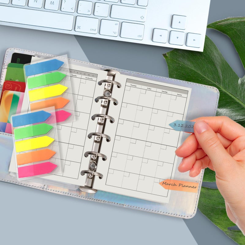 Harphia A7 6 Holes Binder Refill Value Set, 90sheets monthly plan loose leaf paper with stickers and dividers, planner insert with binder pockets for A7 binder 6 holes refillable notebook,005dA7month - Image 5