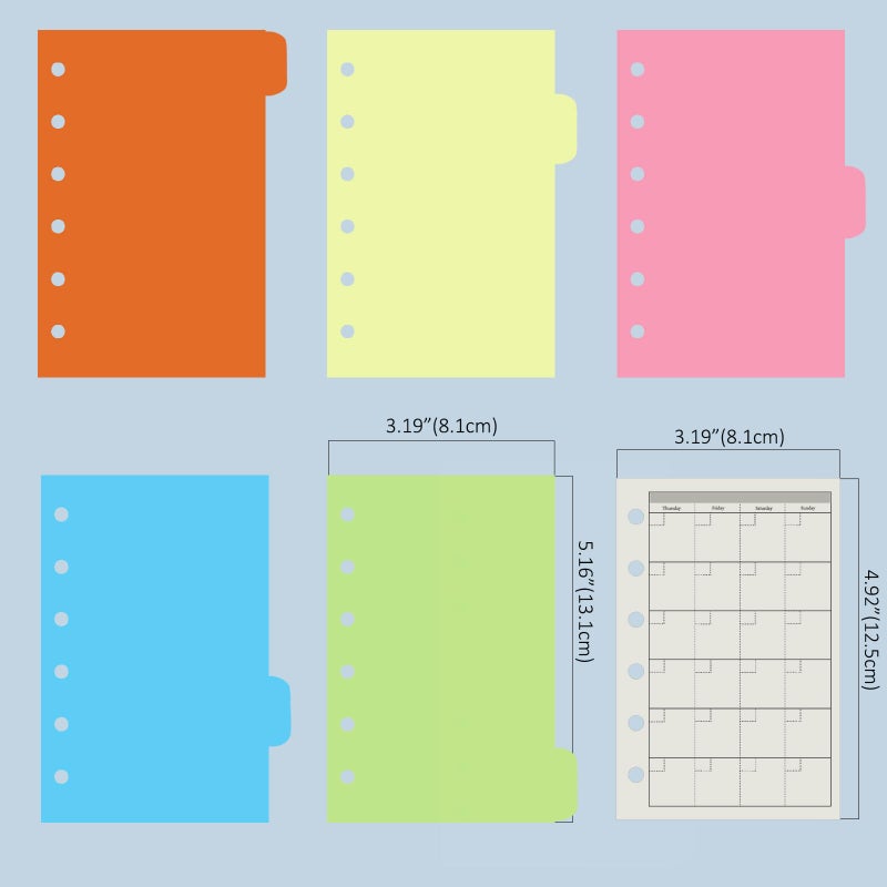 Harphia A7 6 Holes Binder Refill Value Set, 90sheets monthly plan loose leaf paper with stickers and dividers, planner insert with binder pockets for A7 binder 6 holes refillable notebook,005dA7month - Image 4