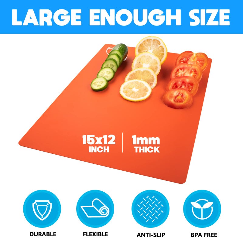 Goodluck 7 Pieces Flexible Cutting Boards, BPA Free Plastic Cutting Boards for Kitchen, Non Slip Cutting Mat for Meat and Vegetables - Image 2