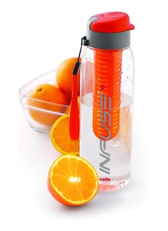 Cello Infuse Plastic Water Bottle, Detox Bottle with Infuser Chamber, 800ml, Orange  - Image 1