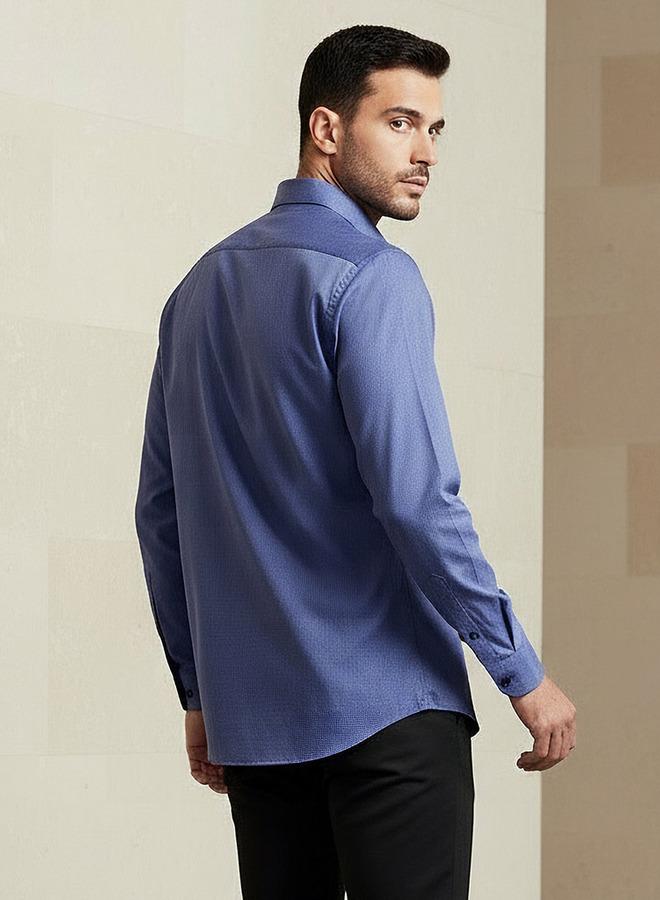 Splash FAV Men Slim Fit Collared Textured Long Sleeves Shirt - Image 3
