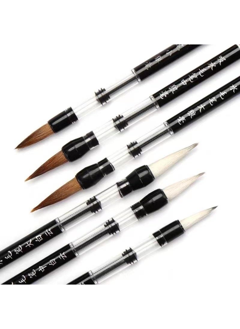 Valkyrie 6 Pieces Water Reservoir Reciprocating Calligraphy Paint Brush Set Watercolor Pen  - Image 3