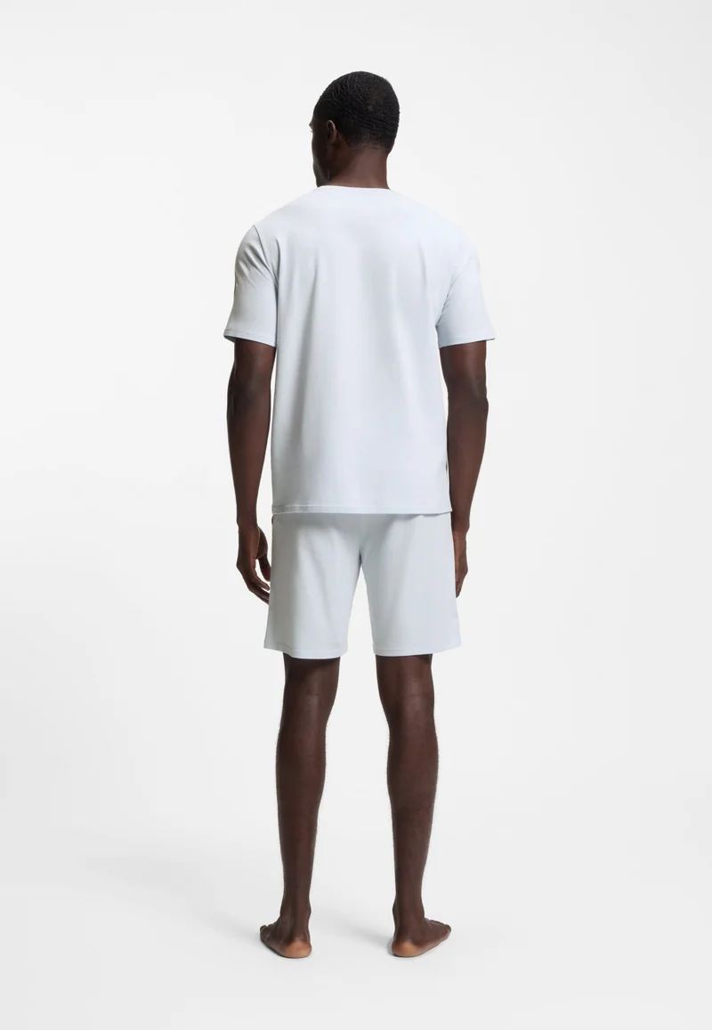 BOSS Stretch-cotton pyjama T-shirt with signature-stripe tape