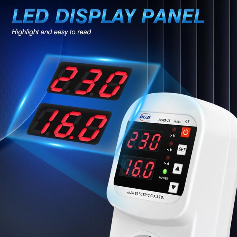 Eacam Automatic Voltage and Current Protector Socket LED Display Multifunctional Refrigerator Protecting Socket with Automatic Reset Function - Image 5