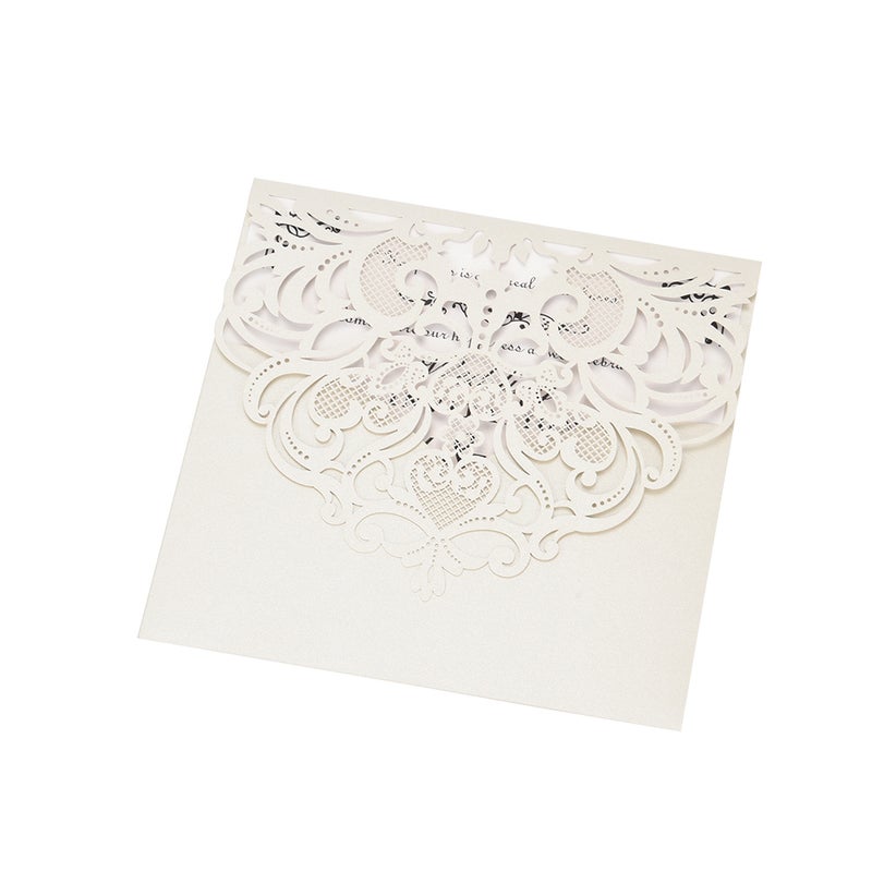 Invitation Cards: 20-Piece Set With 20 Inner Sheets, Premium Pearl Paper Luxurious Finish, Beige Or Purple 15 * 15Cm Cards - Compact Lightweight Packaging for Wedding Party Event Supplies - Image 2