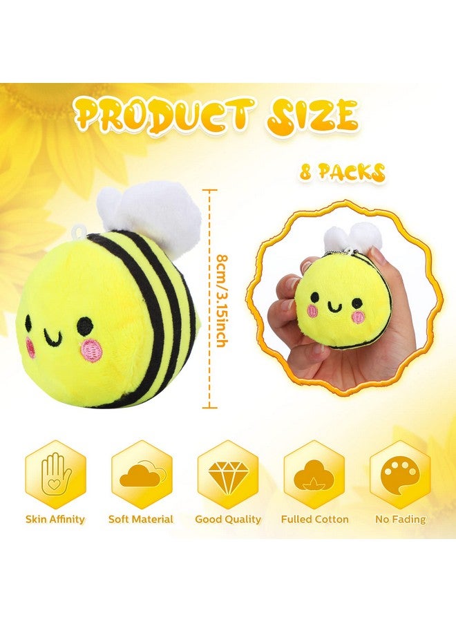 Sratte 8 Pcs 3 Inch Plush Bee Stuffed Animal Soft Cute Small bee Realistic Cartoon Little Honey Toy Adorable Doll for Baby Shower Decor Birthday Party Decorations DIY, 4 Colors - Image 3