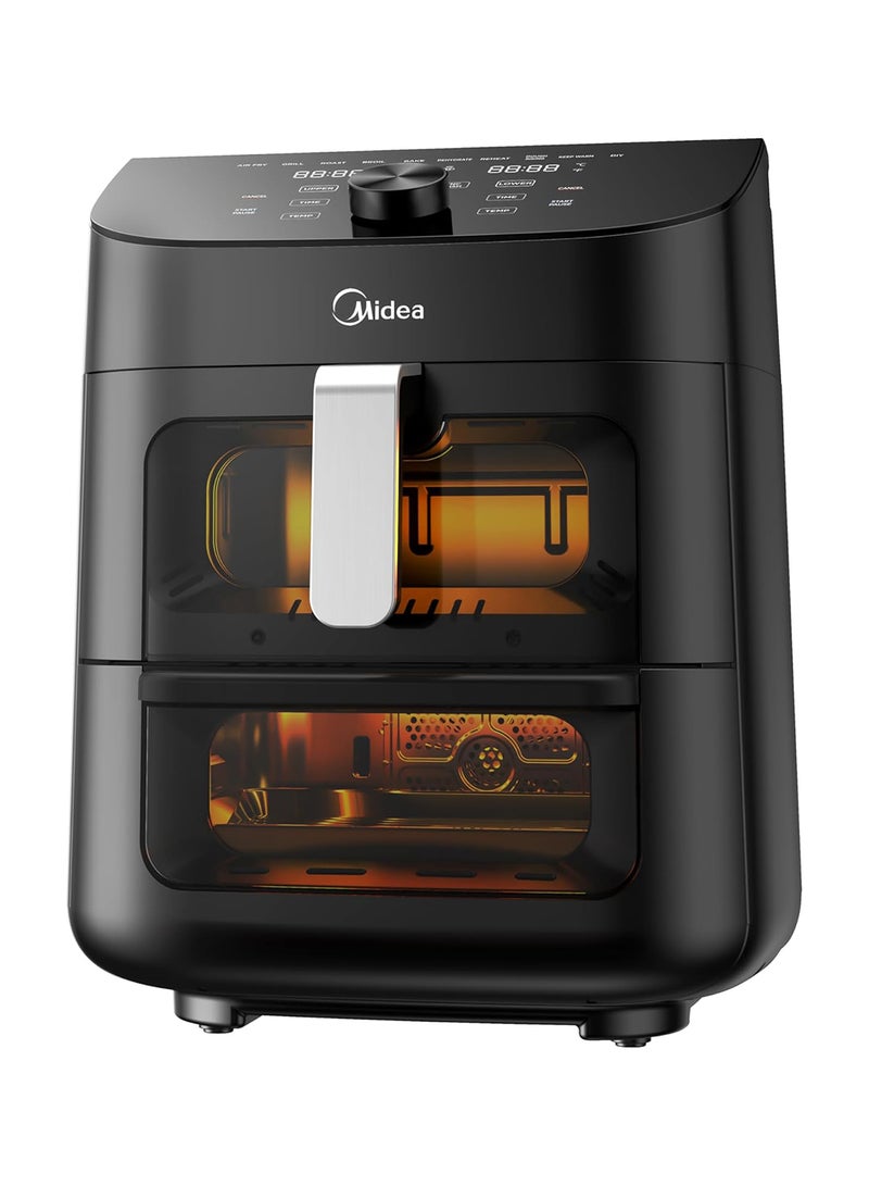 Midea Smart Air Fryer With Digital Touch Control, 11L Capacity With 2 Cooking Zone, See Through Window, Wi-Fi Connection, Healthy Cooking, Timer Up To 90 Mins Temperature Control 230°C 11 L 1700 W MAD-110D2APK Black - Image 2