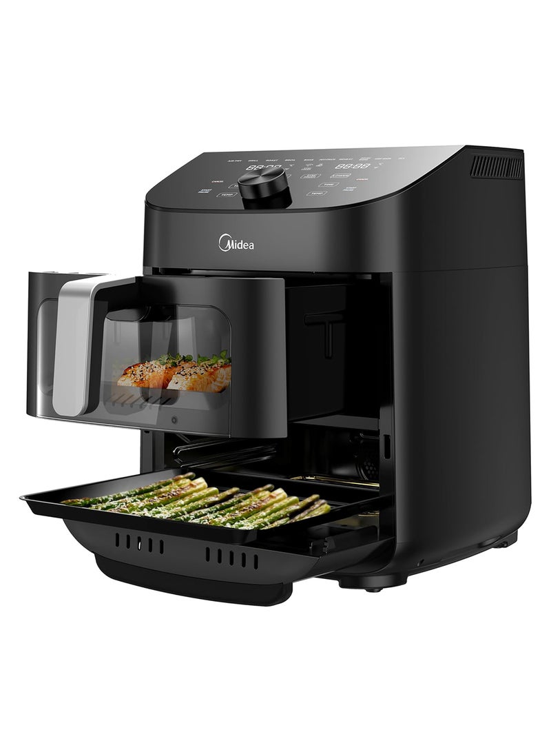 Midea Smart Air Fryer With Digital Touch Control, 11L Capacity With 2 Cooking Zone, See Through Window, Wi-Fi Connection, Healthy Cooking, Timer Up To 90 Mins Temperature Control 230°C 11 L 1700 W MAD-110D2APK Black - Image 3