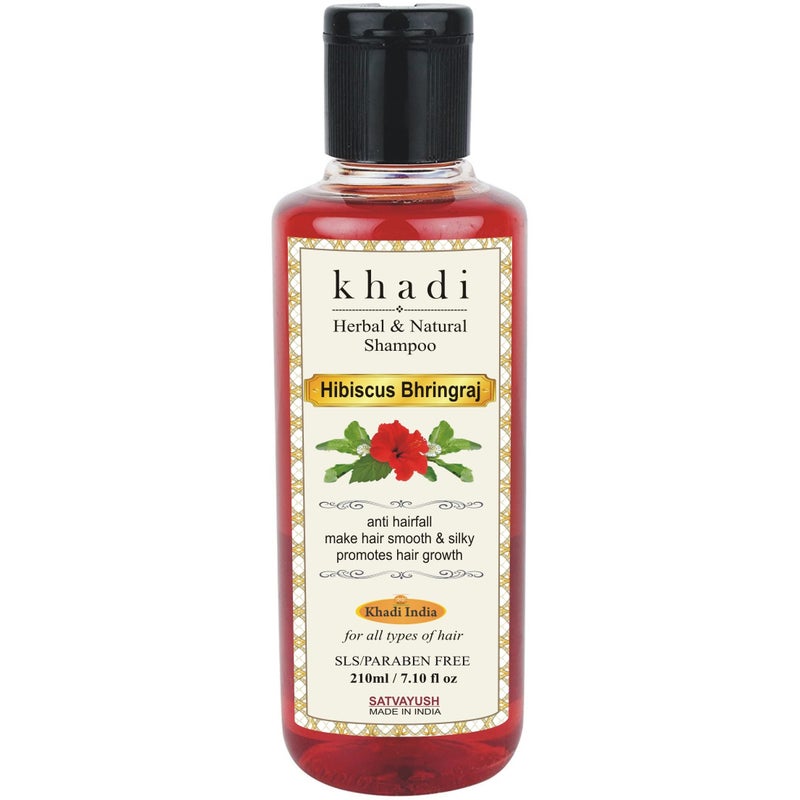 Satvayush Khadi Ayurvedic Hibiscus Bhringraj Hair Cleanser(Shampoo), SLS and Paraben Free, 210 ml - Image 3