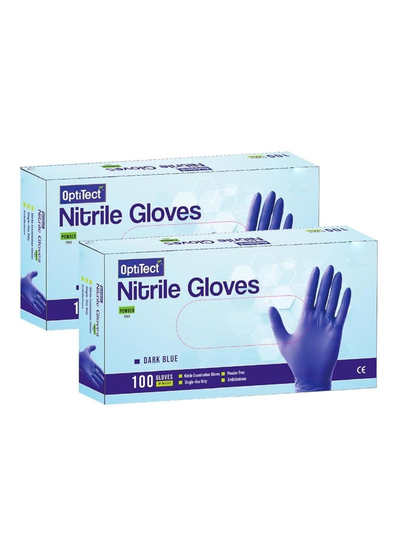 أوبتيتيكت قفازات النتريل خالية من البودرة، مقاس XL، 100 قطعة للاستخدام مرة واحدة - متينة ومريحة وخالية من اللاتكس، عبوة من قطعتين - Image 1
