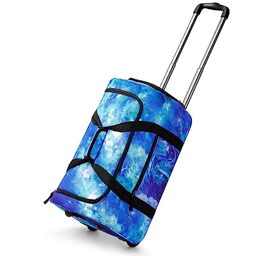 Choco Mocha Boys Suitcase with Wheels, Kids Rolling Duffle Bag Luggage for Travel 22inch, Galaxy Blue - Image 1
