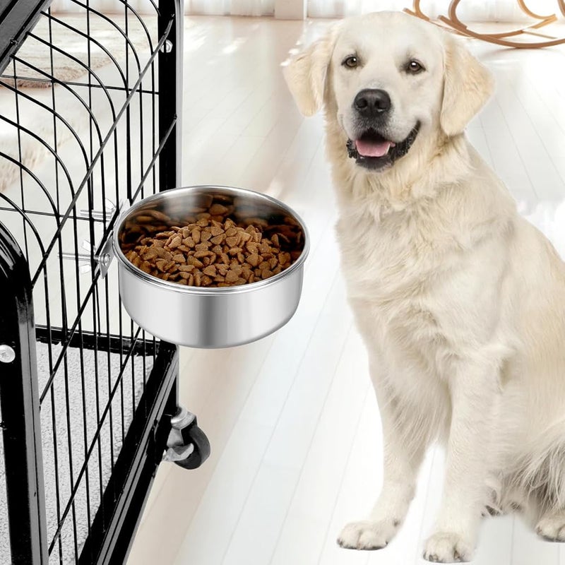 Reshiho Dog Bowl Stainless Steel Pet Hanging Food Water Bowl Cage Feeding Cup Feeder for Dogs Cats Rabbits Birds Small Animal (Large) - Image 4