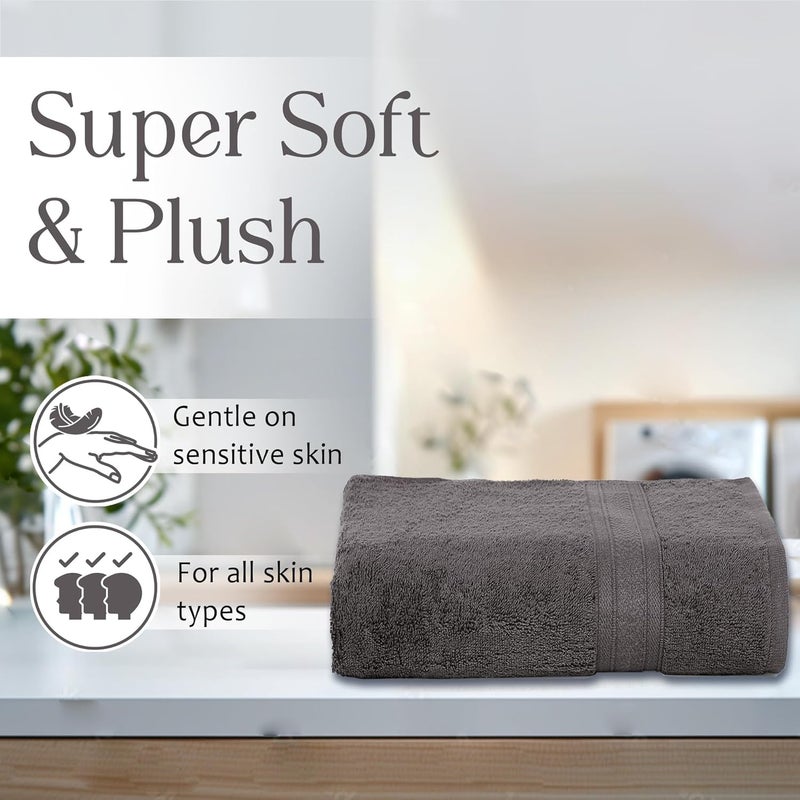 Ambra Linens 500 GSM Highly Absorbent Towel 100 Cotton Soft and Plush All Seasons Use Large Everyday Use Durable 1 Piece of Bath Towel Solid Grey - Image 3
