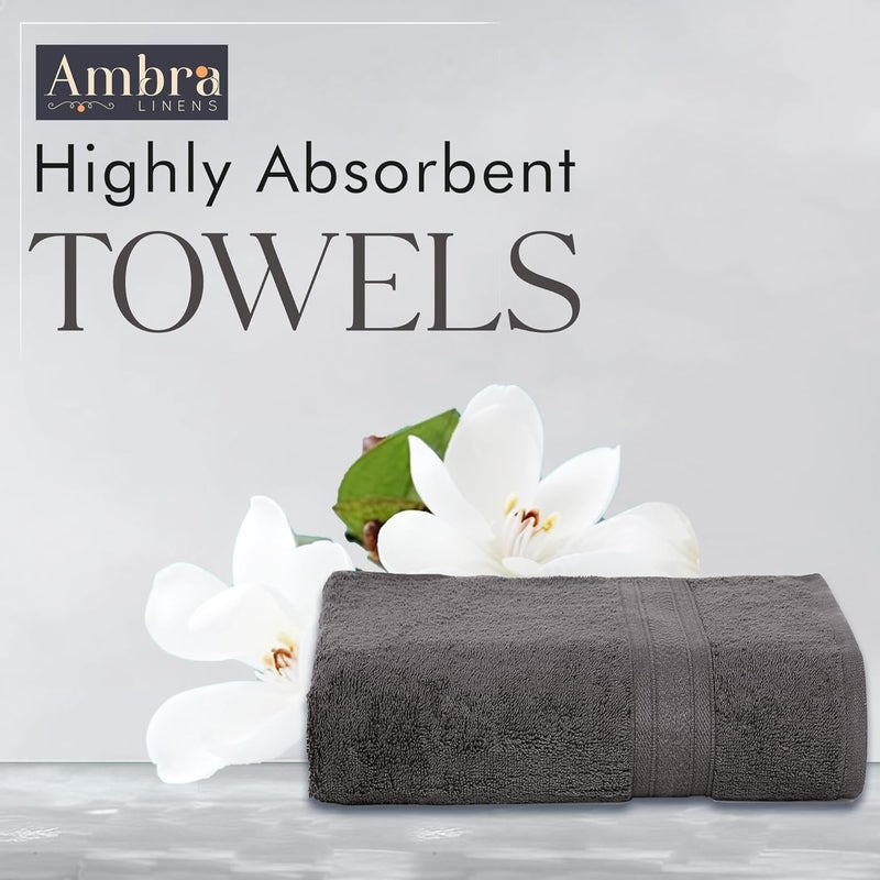 Ambra Linens 500 GSM Highly Absorbent Towel 100 Cotton Soft and Plush All Seasons Use Large Everyday Use Durable 1 Piece of Bath Towel Solid Grey - Image 2