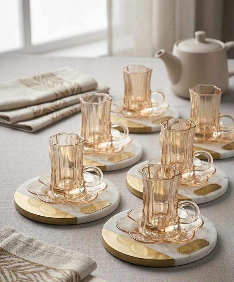 Coffee cup Set with plates 12 Pieces (6 cups + 6 plates) - Image 1