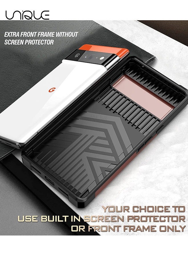 يونيك لغطاء Google Pixel 6 مع غطاء كاميرا منزلق وفتحة حامل بطاقة ، وغطاء Google Pixel 6 مع دعم الشحن اللاسلكي ، وحقيبة محفظة مع مسند دائري 360 درجة (أسود) - Image 5