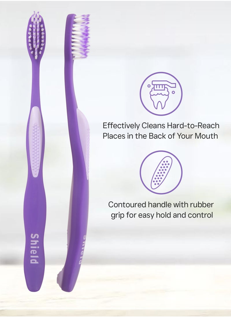 Shield Care فرشاة أسنان Shield Care ذات الطرف الناعم اللطيف على أسنانك (عناية الخبراء - طرف فائق النعومة) - فرشاة أسنان للكبار، 4 ألوان - 4 قطع (عبوة من قطعة واحدة)  - Image 4