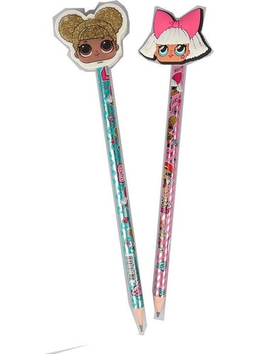 L.O.L. SURPRISE! Pencil with Eraser 2 Pieces Licensed Original Pencil Pencil with Eraser Girl Character  - Image 1