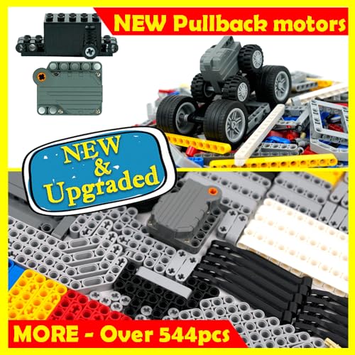 Pasacho 544PCS Technical Parts Pieces Sets Engine Pullback Motor Kit Beams Liftarm Frame Extra Replacement Car Tire Wheel Axles Pin Connector Bricks Bulk - Image 5