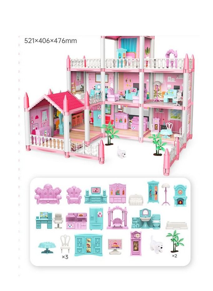 ميكسد بيت الدمية    3 طوابق 9 غرف منزل فيلا   مجموعة ألعاب بناء DIY  تزيين إكسسوارات وأثاث بيت الدمى   هدية للأطفال - Image 5