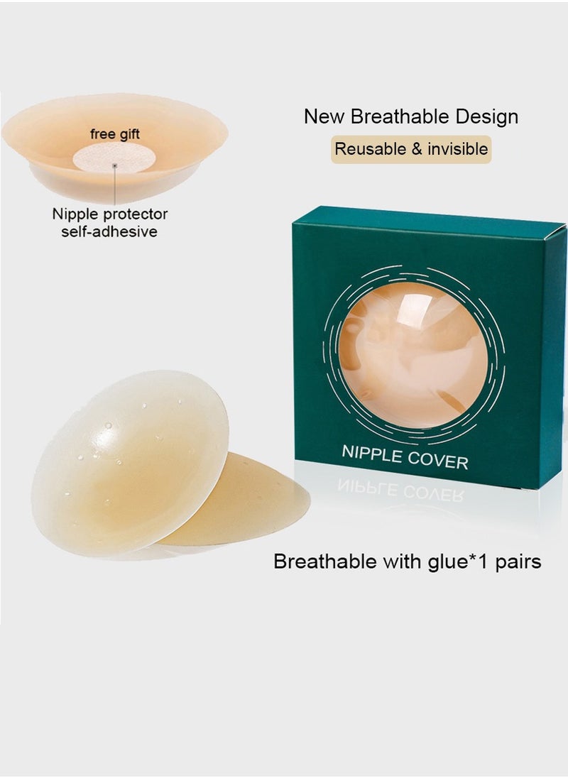 SYOSI With breathable pores silicone nipple covers 1 pairs women reusable adhesive invisible pasties nippleless covers  - Image 1