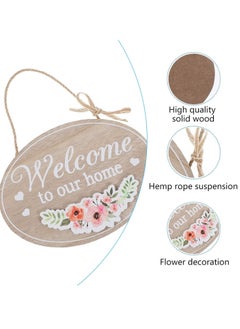 Generic Welcome Plaque Wooden String Hanging Door Tag Welcome to Our Home Rustic Farmhouse Wooden Welcome Sign Door Decoration for House 19X14cm  - Image 2