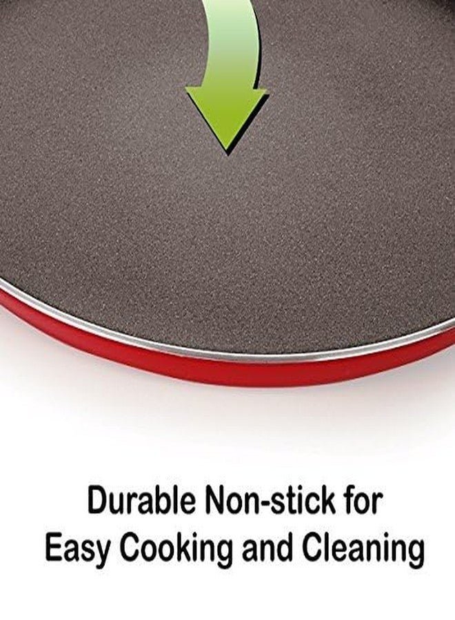 Redific Dosatawa Stovekraft 26 Cm Basics Aluminium Non Stick, 260 mm,Non Induction Base Tawa, Red - Image 3
