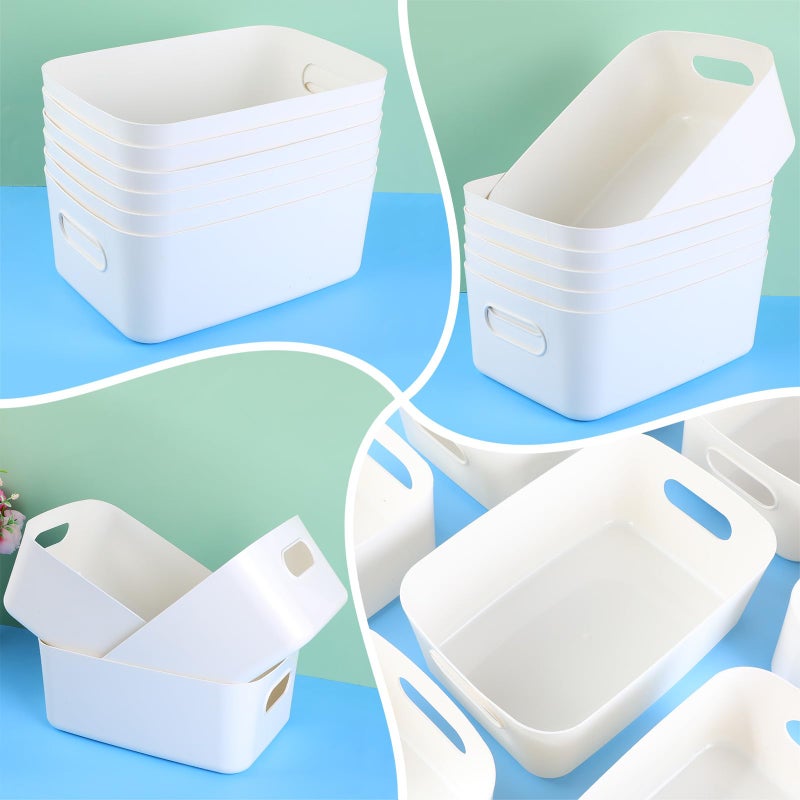 Zopeal Plastic Storage Bins 10 Pcs White Storage Bin Pantry Organizer Bins Small Storage Baskets Storage Containers for Home(12 x 8 x 5 Inches) - Image 5