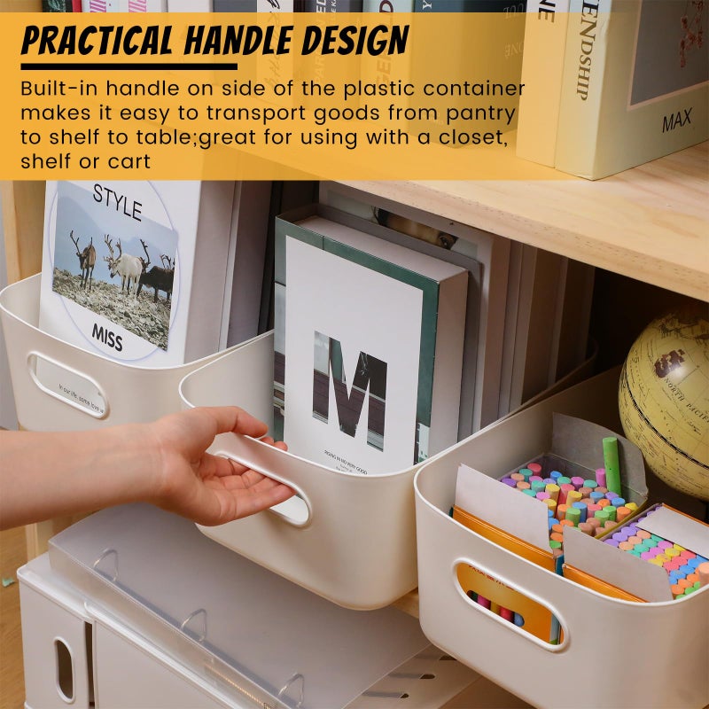 Zopeal Plastic Storage Bins 10 Pcs White Storage Bin Pantry Organizer Bins Small Storage Baskets Storage Containers for Home(12 x 8 x 5 Inches) - Image 3