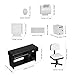 NUOBESTY 112 Dollhouse Miniature Office Furniture Set Black Desk Chair with Computer Mouse Keyboard Printer for Kids Doll House Decoration - Image 4