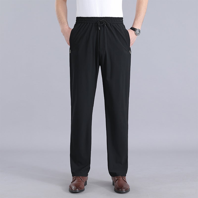 Men's Casual Straight Leg Pants Breathable Quick Dry Elastic Sweatpants Loose Fit Summer Trousers - Image 2