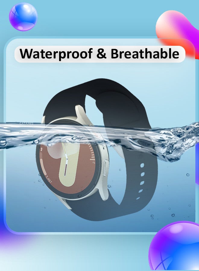 CATANES for Galaxy Watch 7 Strap 40mm 44mm,for Samsung Galaxy Watch FE Band 20mm Soft Silicone Sport Strap Women Men,No Gap Bracelet Wristbands Black - Image 3