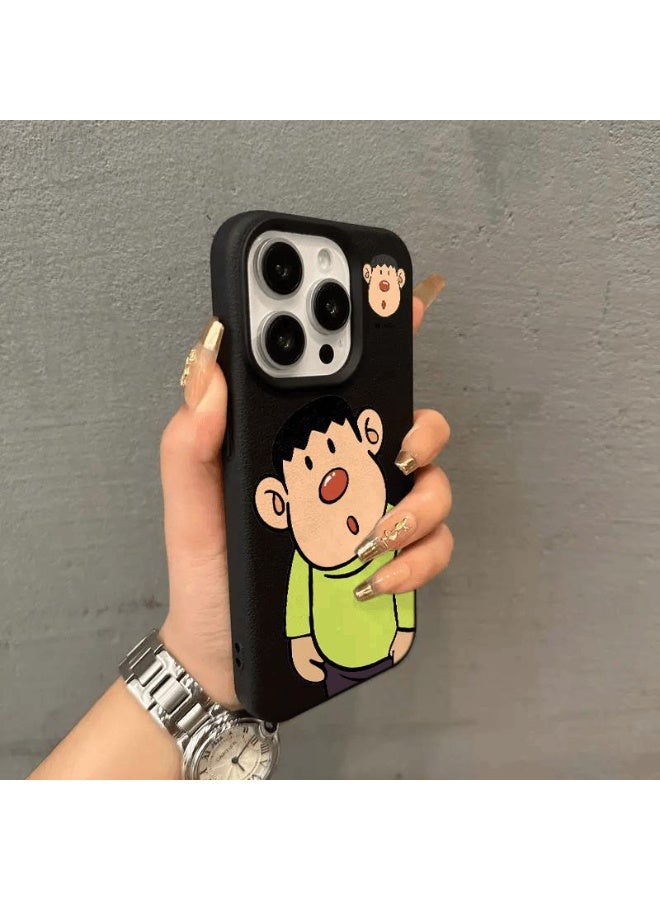 NIBEMINENT Cartoon Red Nosed Puffy Tiger Protective TPU Case Cover For iPhone 15 Pro Max, Black