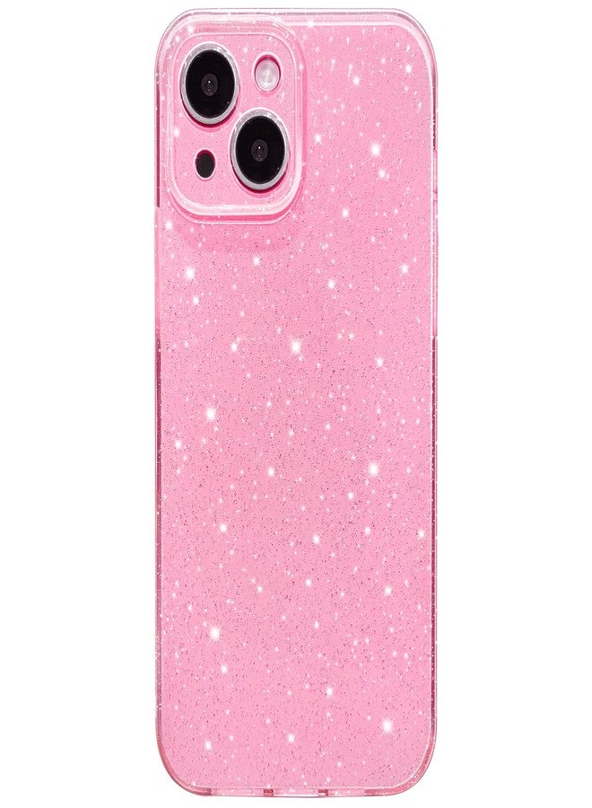 Hython Case for iPhone 13 Case Glitter Cute Sparkly Shiny Bling Sparkle Phone Cases 6.1", Thin Slim Fit Soft TPU Bumper Shockproof Rubber Protective Cover for Women Girls Girly, Bright Pink - Image 1