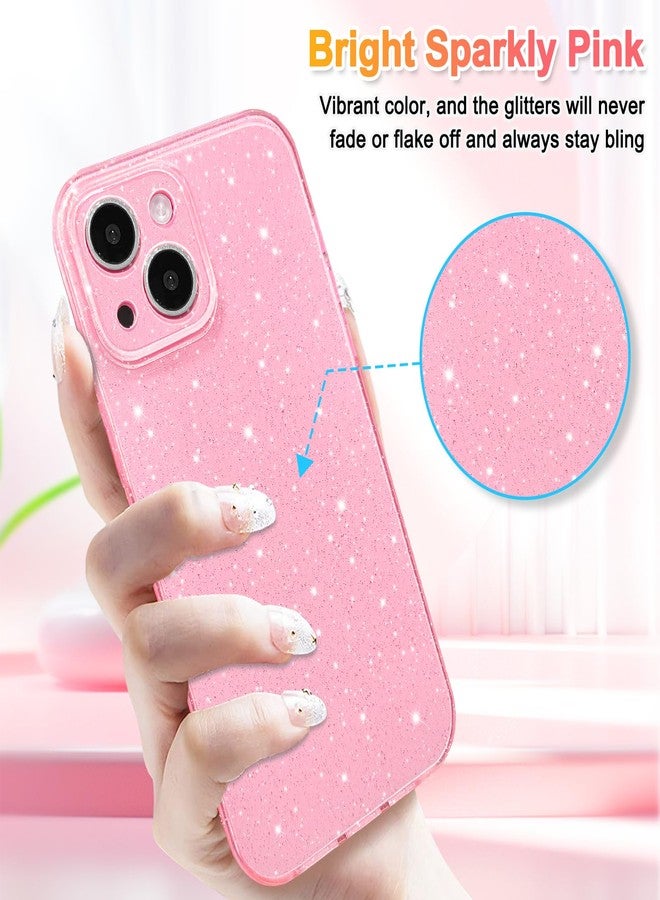 Hython Case for iPhone 13 Case Glitter Cute Sparkly Shiny Bling Sparkle Phone Cases 6.1", Thin Slim Fit Soft TPU Bumper Shockproof Rubber Protective Cover for Women Girls Girly, Bright Pink - Image 2