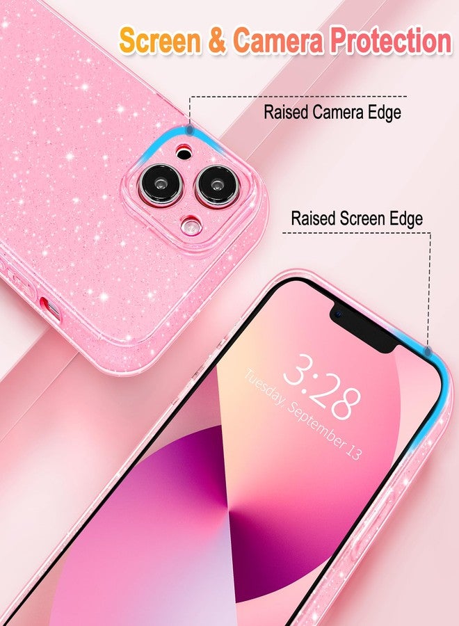 Hython Case for iPhone 13 Case Glitter Cute Sparkly Shiny Bling Sparkle Phone Cases 6.1", Thin Slim Fit Soft TPU Bumper Shockproof Rubber Protective Cover for Women Girls Girly, Bright Pink - Image 3