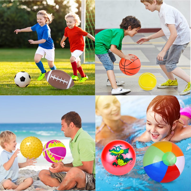 Ynanimery Balls for Toddlers, Toy Balls for Kids, Set of 8 Sport Toys with Pump/Beach Ball/Soccer/Basketball/Tennis/Football/Massage Ball/Rugby/PlaygroundBalls for Indoor Outdoor Party Games - Image 4