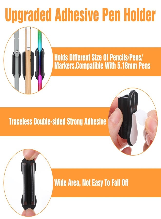 xozeooeu 40 Pack Adhesive Pen Holders, Silicone Pencil Holder For Desk Wall Clipboard, Double Hole Marker Organizer, Office Supplies - Image 4