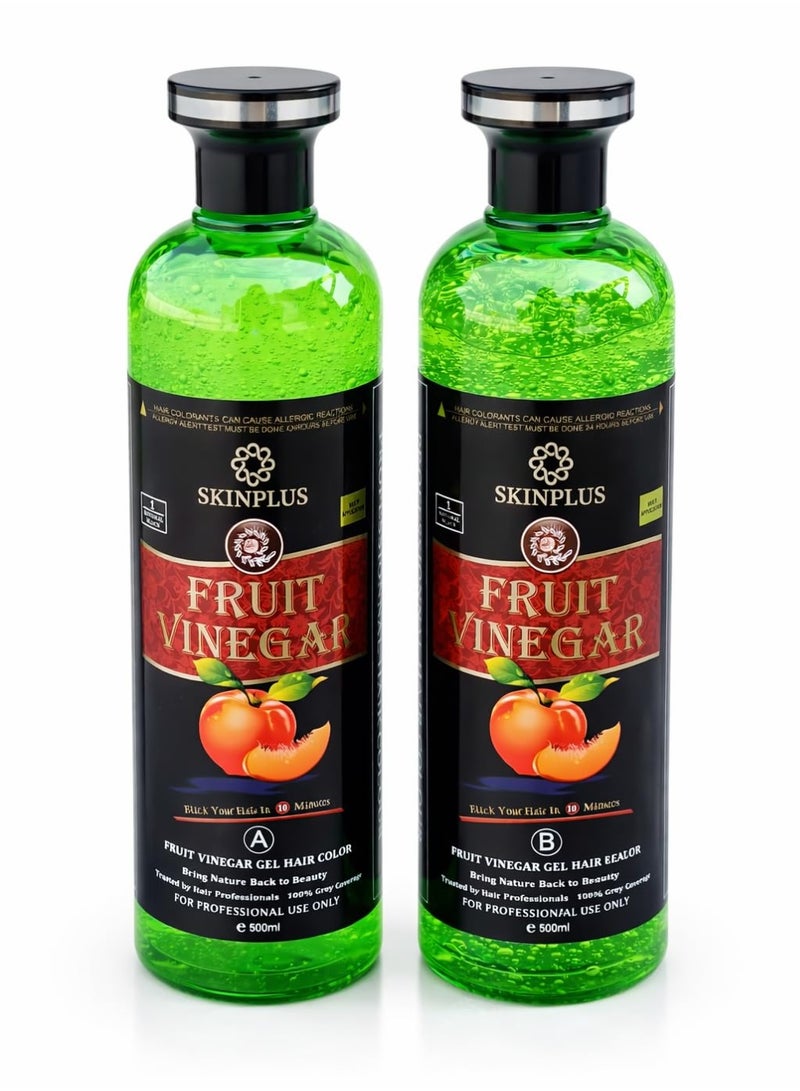 SKINPLUS Ammonia Free Fruit Vinegar Hair Color Gel | Natural Black | Nourishing Hair Dye with Shine & Softness | 500ml × 2 - Image 5