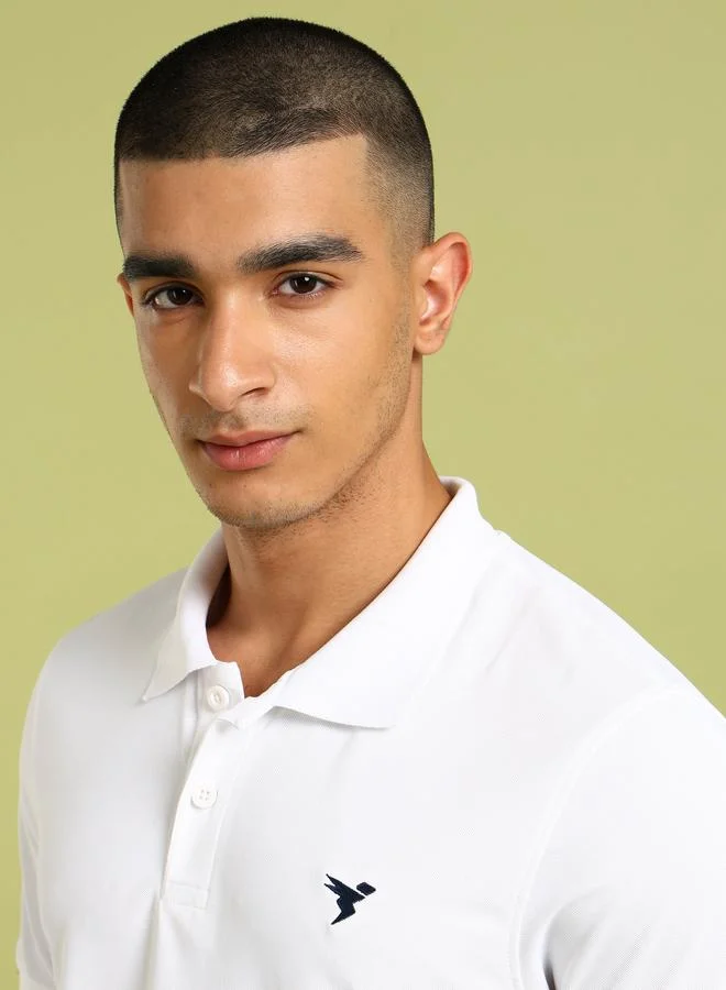 Technosport Men Solid Slim Fit Pique Polo