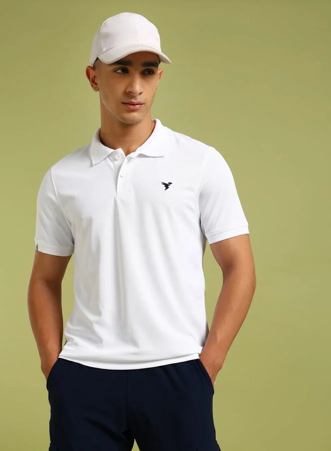 Technosport Men Solid Slim Fit Pique Polo