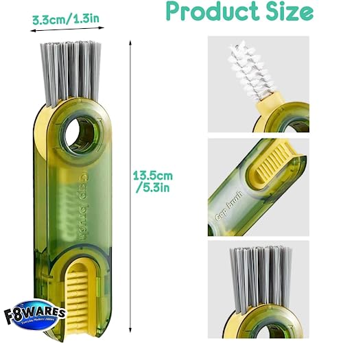 F8WARES Plastic 3 in 1 Cup Lid Gap Cleaning Brush, Bottle Cleaning Brush, Used for Straw, Window, Water Bottles, Crevice, Groove, Keyboards Multipurpose & Multifunctional (Pack of 2, Multicolor) - Image 2