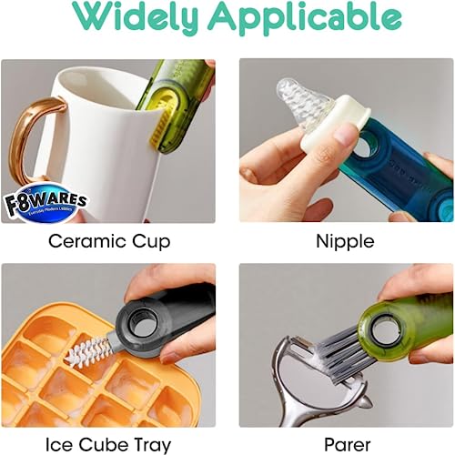 F8WARES Plastic 3 in 1 Cup Lid Gap Cleaning Brush, Bottle Cleaning Brush, Used for Straw, Window, Water Bottles, Crevice, Groove, Keyboards Multipurpose & Multifunctional (Pack of 2, Multicolor) - Image 4