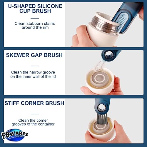 F8WARES Plastic 3 in 1 Cup Lid Gap Cleaning Brush, Bottle Cleaning Brush, Used for Straw, Window, Water Bottles, Crevice, Groove, Keyboards Multipurpose & Multifunctional (Pack of 2, Multicolor) - Image 5