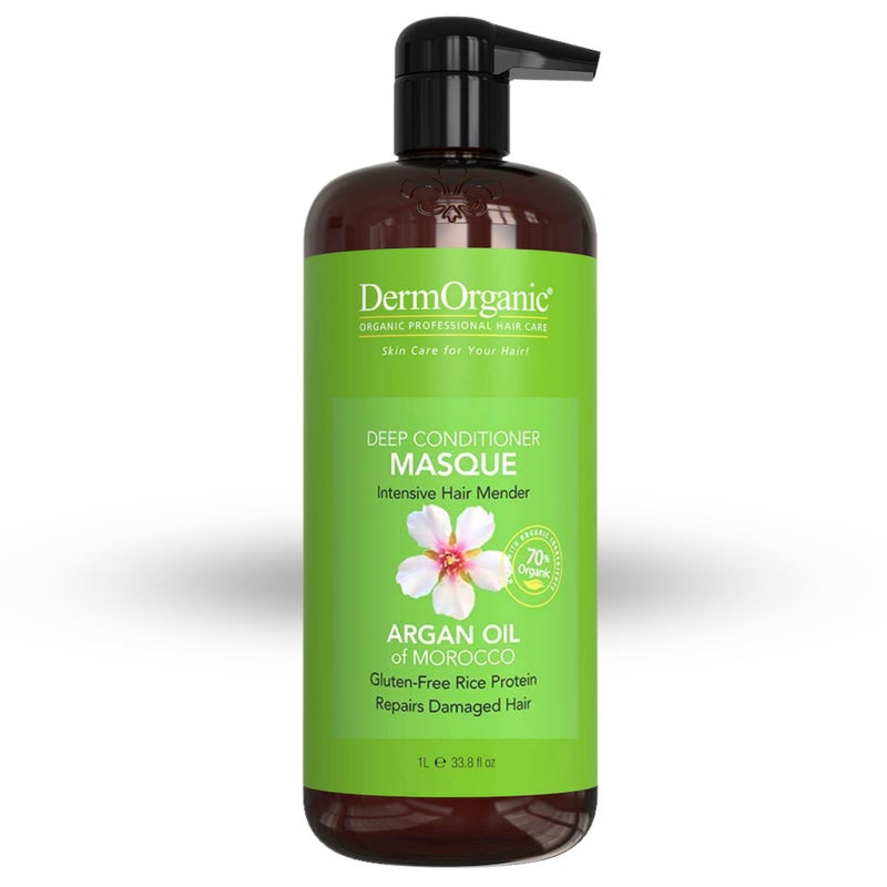 DermOrganic Hair Repair Masque - Deep Conditioner Reconstructor Naturally Rebuilds Damaged Hair, 33.8 oz - Image 1