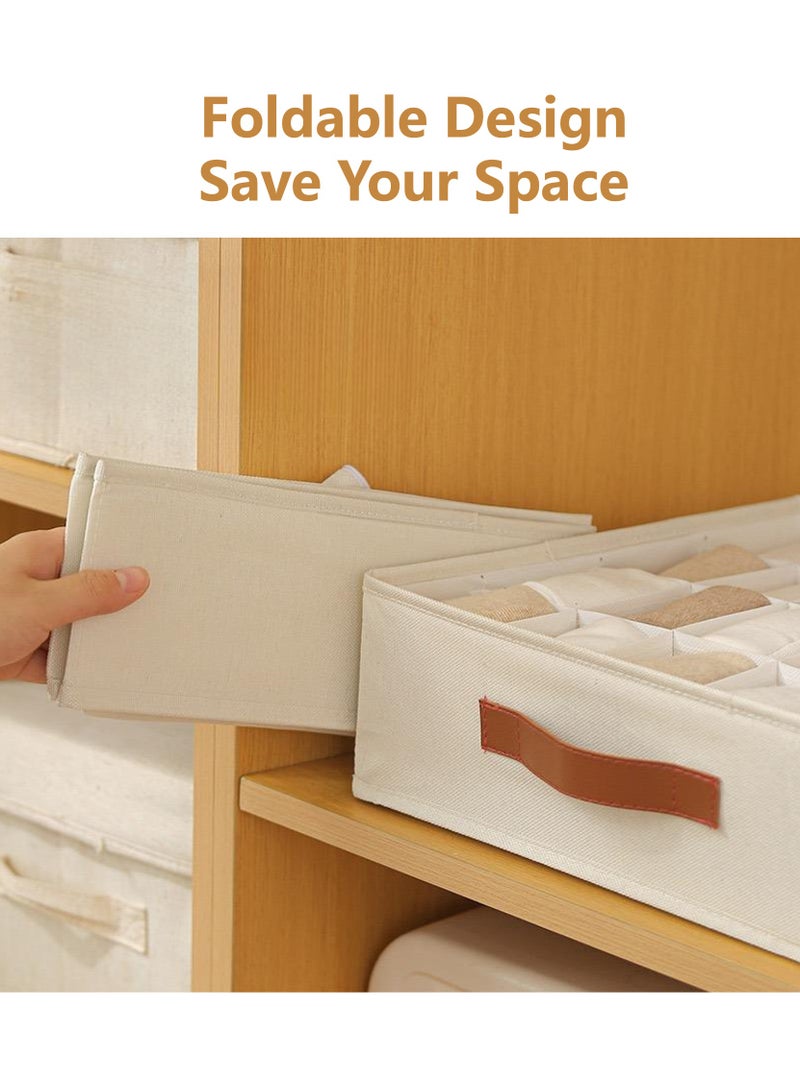جويي صندوق تخزين قماشي قابل للطي بثلاث قطع | منظم أدراج خزانة | سلال قماشية، صناديق، مقسمات، يُستخدم للملابس، الجوارب، الملابس الداخلية، إكسسوارات الملابس، البيجامات، ملابس الأطفال، الملابس الداخلية، حمالات الصدر (بيج) - Image 5