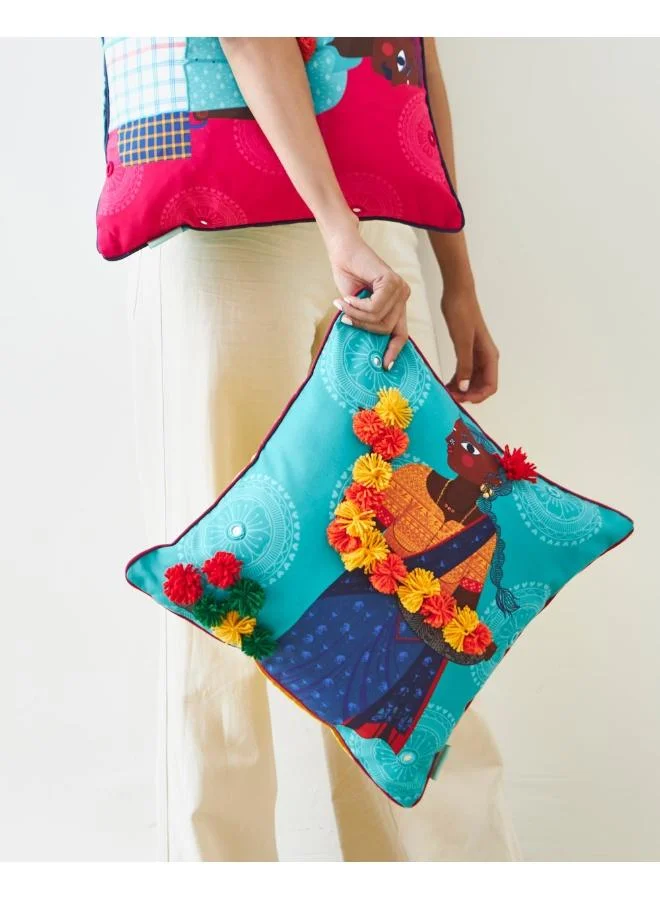 Chumbak Flower Lady Cushion Cover