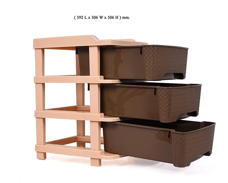 YUIOP Organiser Multi Drawers Multipurpose Cabinet Durable For Kitchen Office Bathroom Free Standing Chest Of Drawer Cabinet Beige 3 Drawers - Image 5